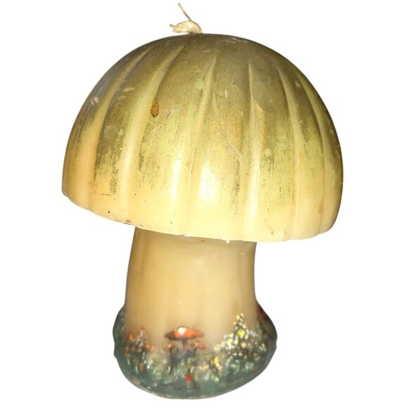 Vtg Lot of 3 '70 Mushroom Candles Hand Painted Hippie Decor - Picture 3 of 7